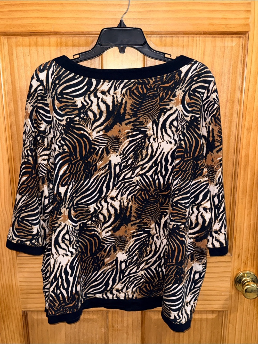 Kim Rogers Animal Print Scoop Neck Top - Black, Brown, Cream-2X-EC - Picture 6 of 10